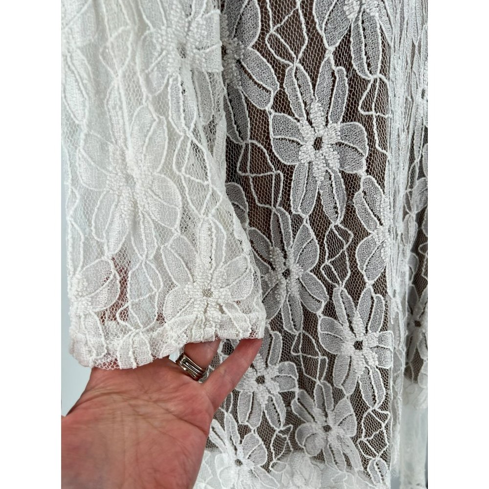 Lady Noiz White Floral Lace 3/4 Sleeve Dress Size XL NWOT - Picture 8 of 10